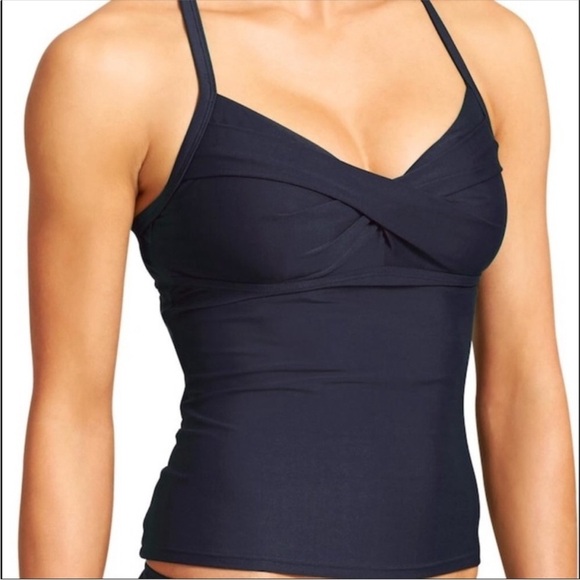 Athleta Twist Up Tankini Swim Set Navy Blue Top 32D/DD & Bottom Small S - Picture 4 of 14